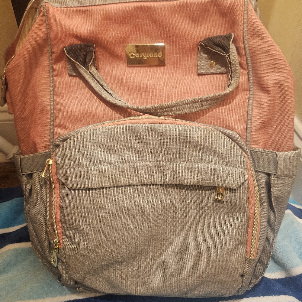 Pink and Gray Diaper Bag/Backpack